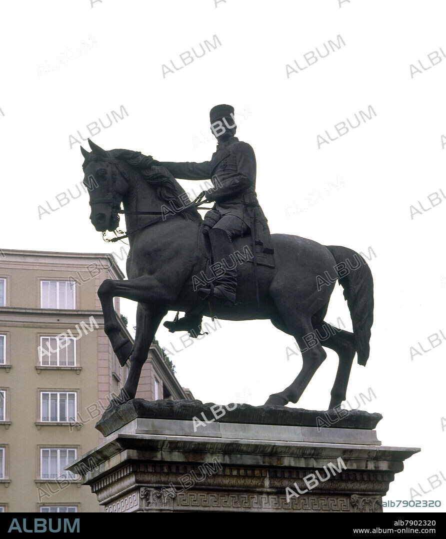 ANDREU ALEU I TEIXIDOR (1829-1900). ESTATUA ECUESTRE DEL MARQUES DEL DUERO EN LA PLAZA DEL DOCTOR MARAÑON- 1887.
