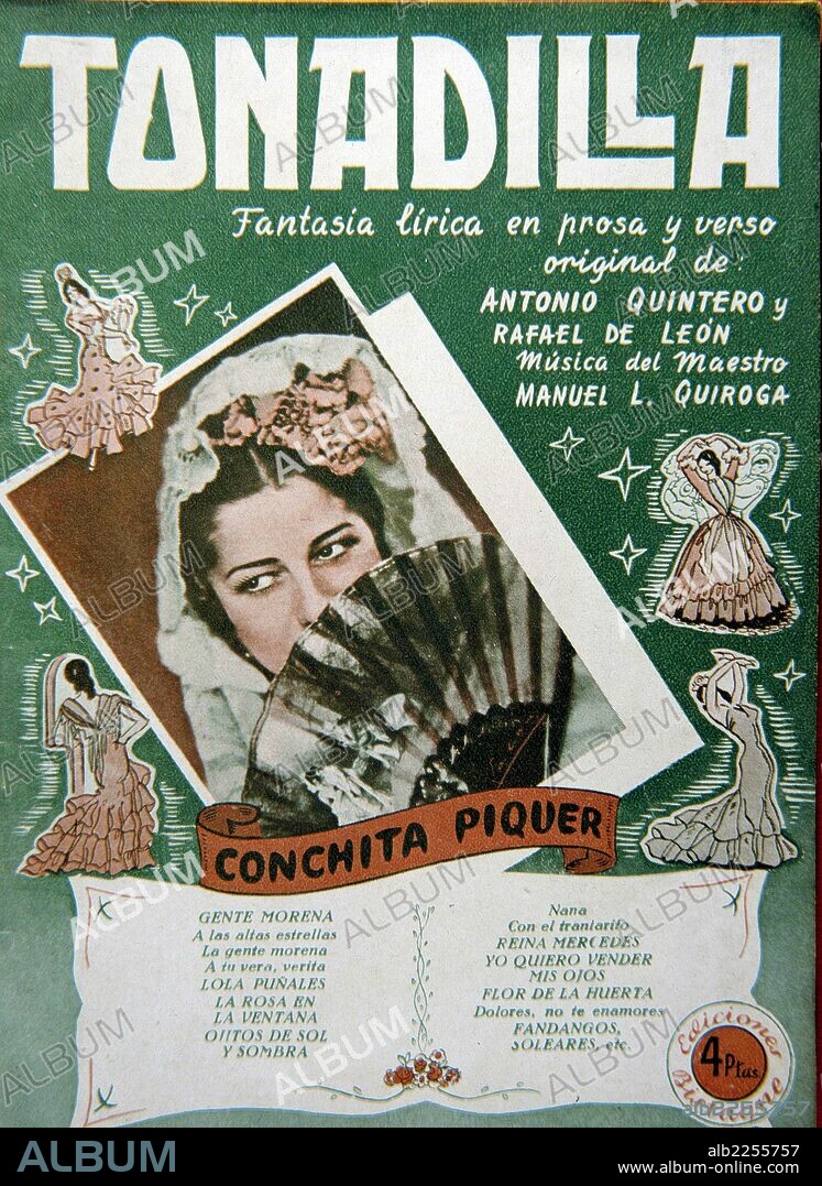 PIQUER, CONCHA. ACTRIZ Y CANTANTE ESPAÑOLA. VALENCIA 1908-1991. CARTEL DEL ESPECTACULO "TONADILLA".