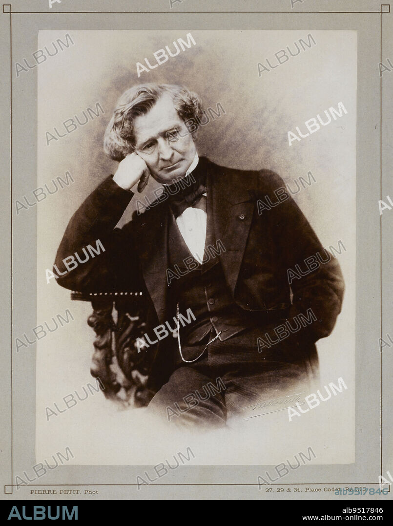 Portrait of Hector Berlioz (1803-1869), composer, Petit, Pierre (Pierre Lanith Petit, dit), Photographer, Array, Graphic Arts, Photography, Height: 25.8 cm, Width: 19 cm.