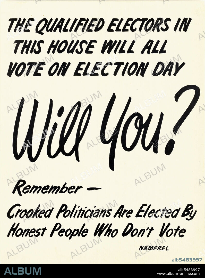 7/30/1953 - U.S. Propaganda Posters in 1950s Asia - Qualified Electors in this House Will All Vote on Election Day .