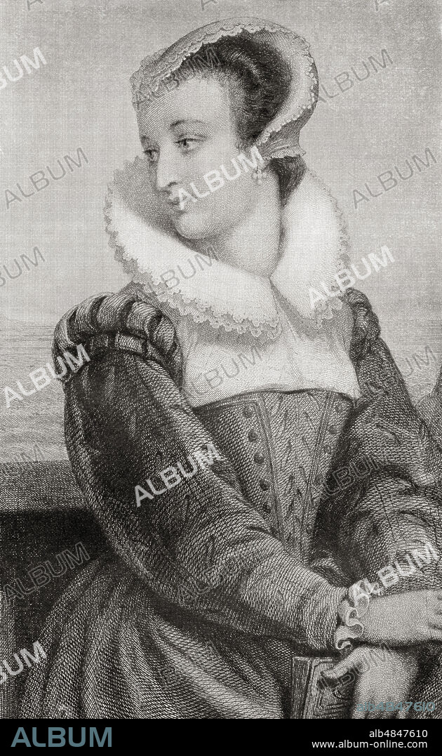 Mary, Queen of Scots, 1542 â€“ 1587, aka  Mary Stuart or Mary I.  Queen of Scotland.  From The International Library of Famous Literature, published c. 1900.