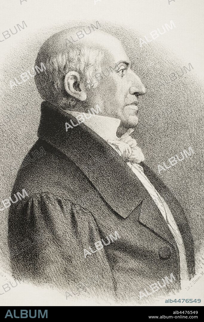Gaspar Melchor de Jovellanos (1744-1811). Spanish neoclassical statesman, author and philosopher. Portrait. Illustration by J. Cebrian. Lithography. Cronica General de Espa–a. Historia Ilustrada y Descriptiva de sus Provincias. Asturias and Leon, 1867.