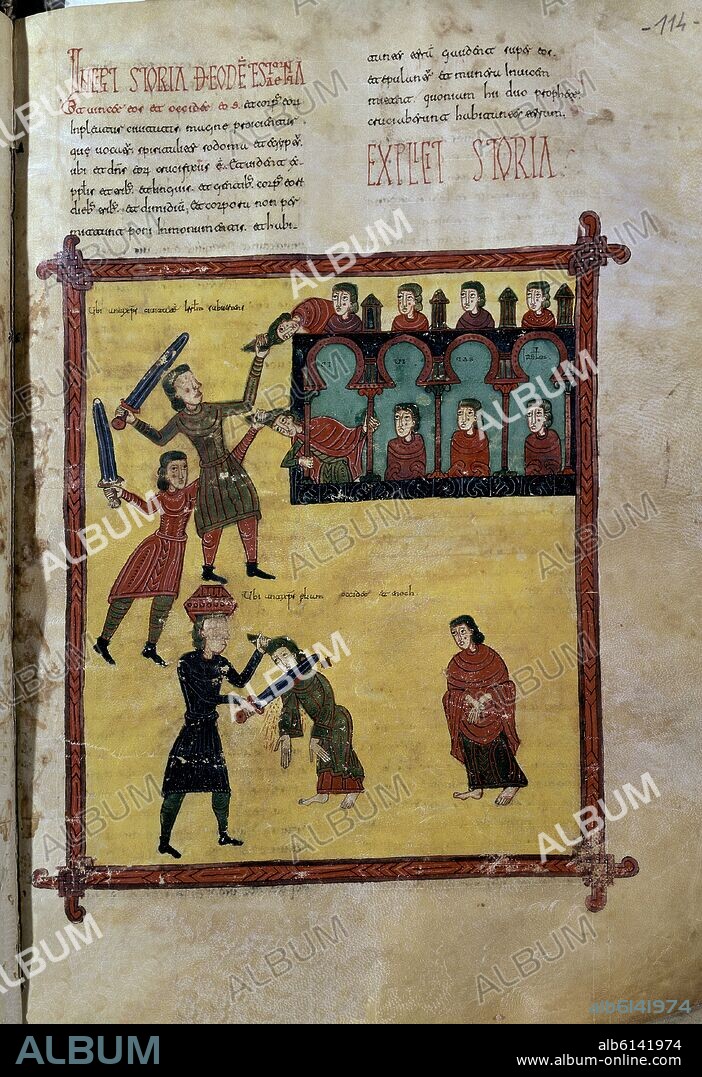 BEATO DE LIÉBANA. COMENTARIOS AL APOCALIPSIS-FOLIO 114 R- EL ANTICRISTO DA MUERTE A LOS DOS TESTIGOS, MUERTE DE LOS PATRIARCAS ENOC Y ELIAS.