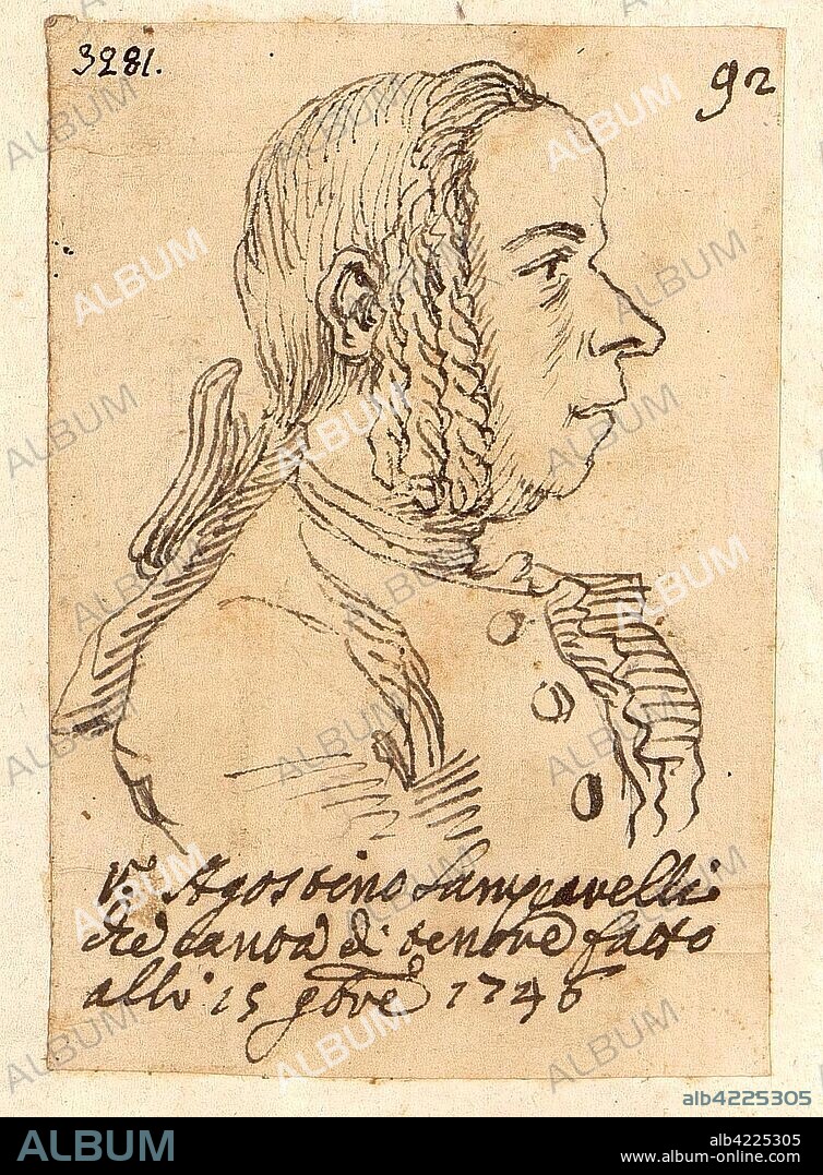 PIER LEONE GHEZZI. 'Caricature Head of a Young Man'. Italy, 1746. Dimensions: 9x6,3 cm.