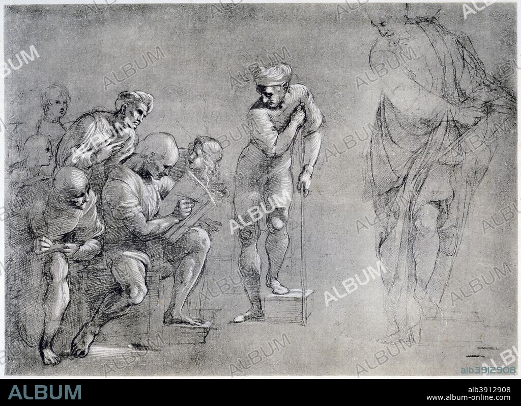 Pythagoras (580-500 BC), drawing for the 'School of Athens', 16th century.