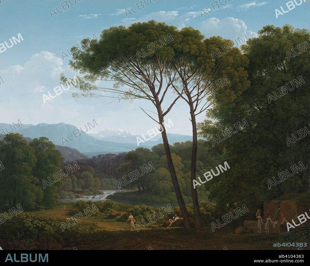 HENDRIK VOOGD. Italianate Landscape with Pines. Italiaans landschap met pijnbomen. Dating: 1795. Place: Rome. Measurements: h 72.5 cm × w 90 cm.