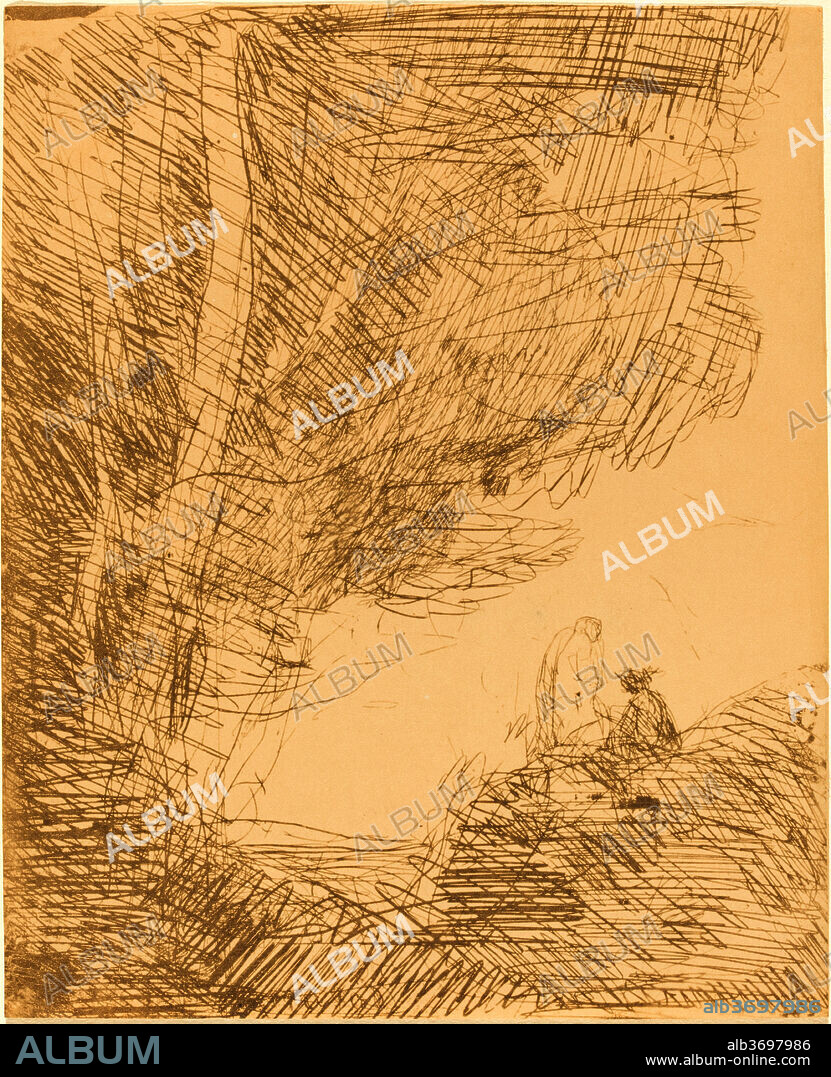 JEAN BAPTISTE CAMILLE COROT. The Poet and His Muse (Le Poete et la muse). Dated: 1871. Medium: cliche-verre.