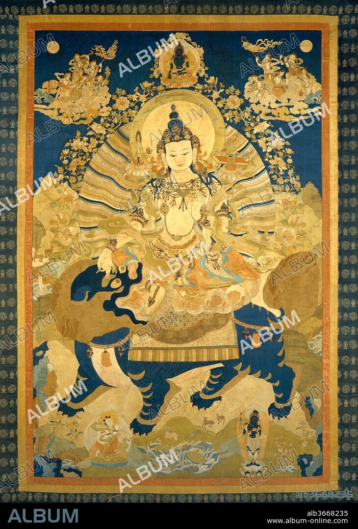 Manjushri, the Bodhisattva of Transcendent Wisdom. Culture: China. Dimensions: Overall: 155 x 92 in. (393.7 x 233.7 cm). Date: 17th-18th century.