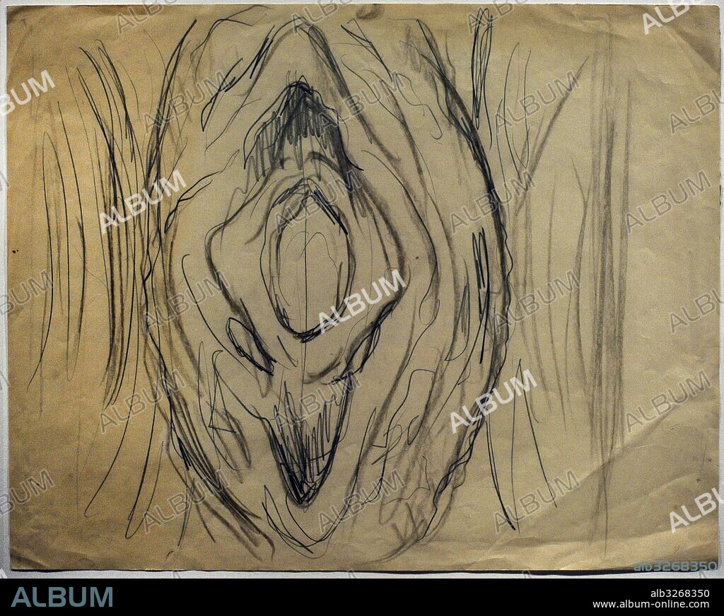 Edvard Munch (1863-1944). Norwegian painter. Sketch of a Vulva, ca. 1915-1930?. Charcoal and pencil on paper. Munch Museum. Oslo. Norway.