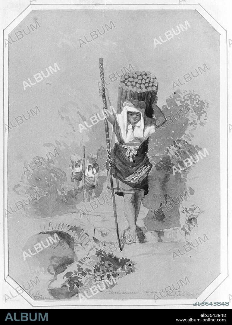 Wood Carrier, near Amalfi (from Cropsey Album). Artist: George Snell (1820-1893). Dimensions: 7 1/2 x 5 3/8 in. (19.1 x 13.7 cm). Date: 1878.