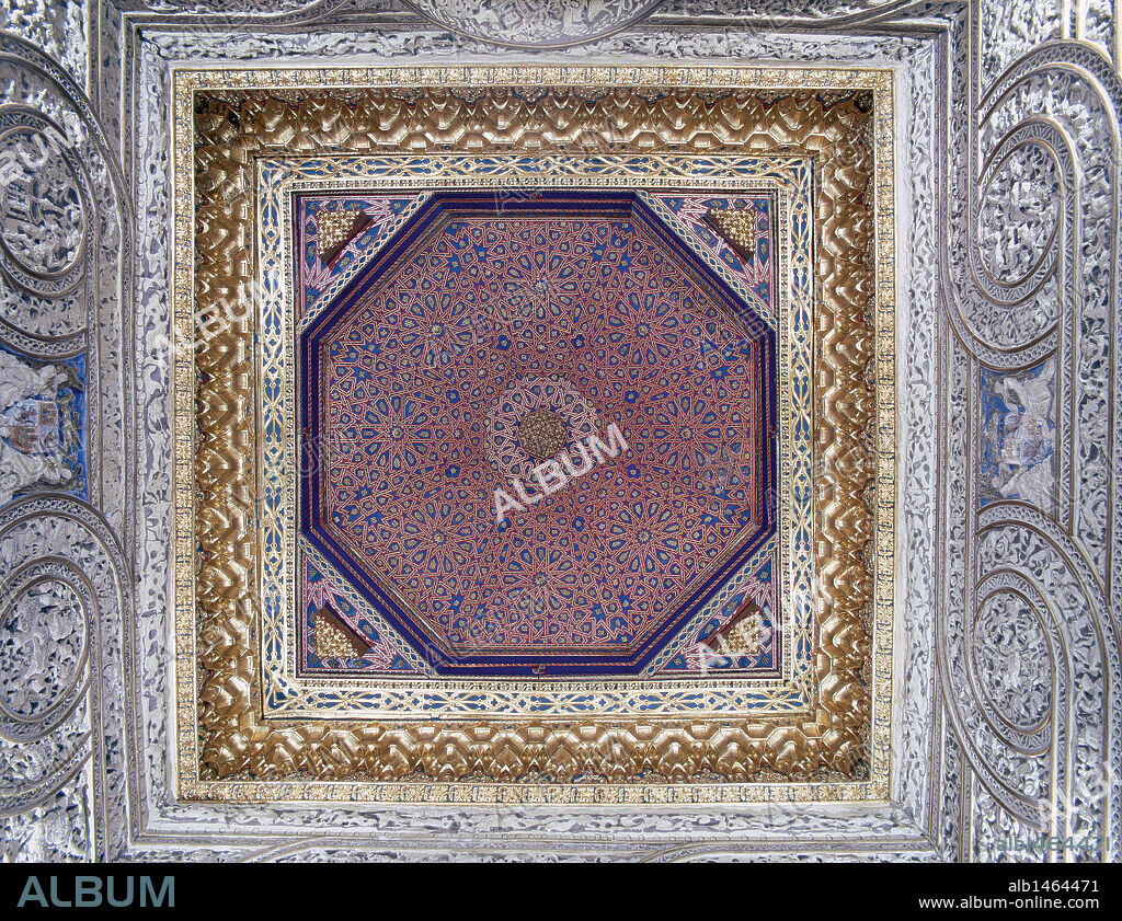 ARTE MUDEJAR. ESPAÑA. ALCAZAR DE SEGOVIA. Detalle del ARTESONADO que decora el SALON DEL TRONO. SEGOVIA. Castilla-León.