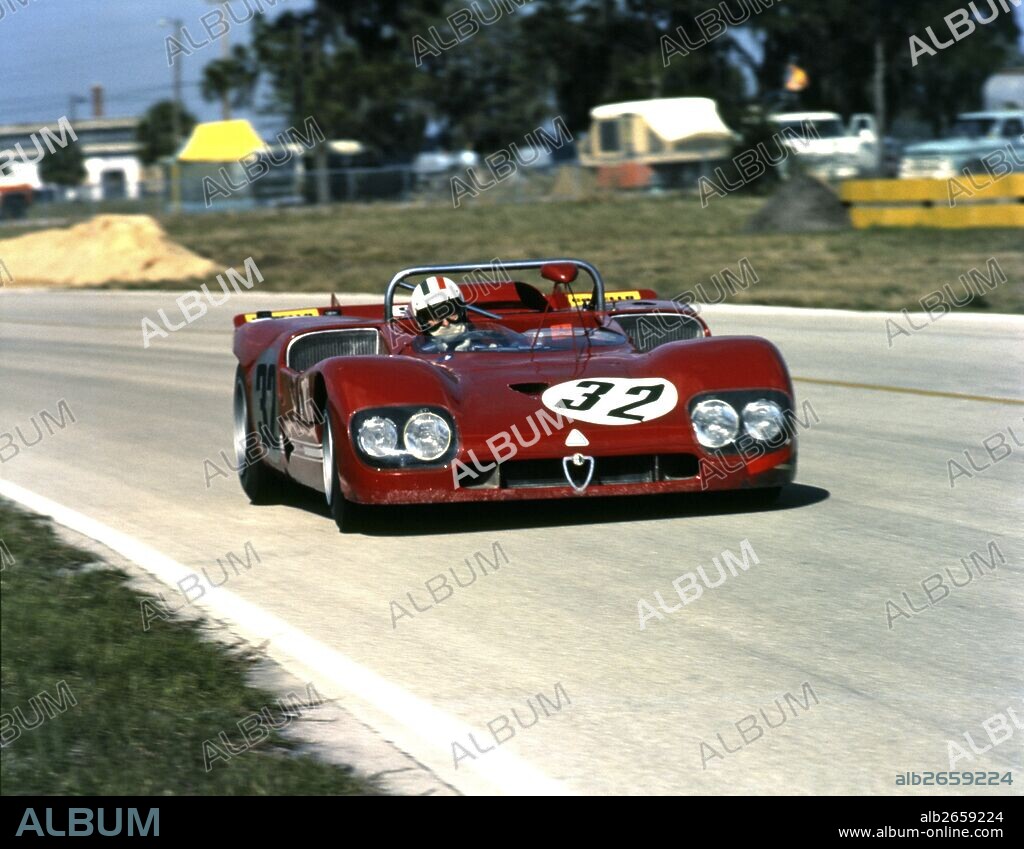 Andrea de Adamich-Henri Pescarolo-Nino Vaccarella's Alfa Romeo T33-3, finished 3rd in 12hr race, Sebring, florida, USA, 20 March 1971.