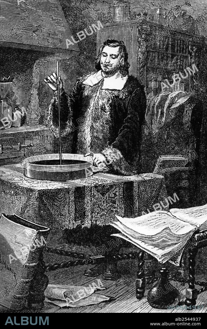 Evangelista Torricelli (1608-1647) italian physicist, mathematician, inventor of barometer, engraving.