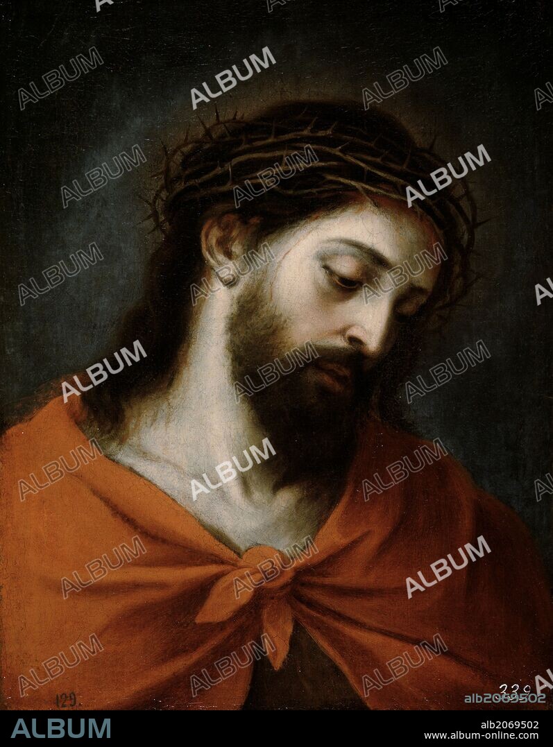 BARTOLOMÉ ESTEBAN MURILLO. Bartolomé Esteban Murillo / 'Ecce Homo', 1660-1670, Escuela Española, Óleo sobre Lienzo, 52 cm x 41 cm, P00965.