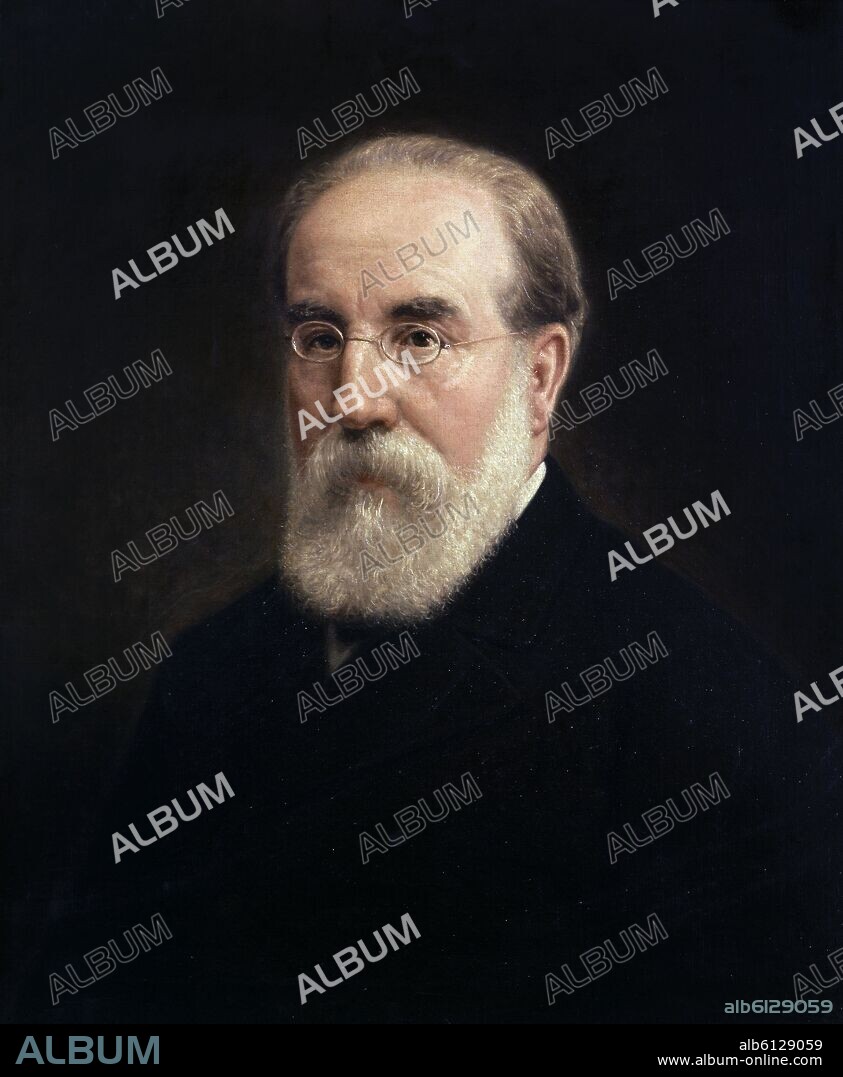JOSÉ SÁNCHEZ PESCADOR. 'Portrait of Francisco Pi y Margall, president of the First Spanish Republic', 19th century.