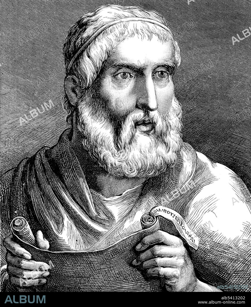 Sophocles (497/6 - 406/5 BC) was an ancient Greek tragedian. Sophocles wrote over 120 plays during the course of his life, but only seven have survived in a complete form: Ajax, Antigone, Women of Trachis, Oedipus Rex, Electra, Philoctetes and Oedipus at Colonus. For almost 50 years, Sophocles was the most celebrated playwright in the dramatic competitions of the city-state of Athens that took place during the religious festivals of the Lenaea and the Dionysia. He competed in 30 competitions, won 24, and was never judged lower than second place. No artist credited, undated.