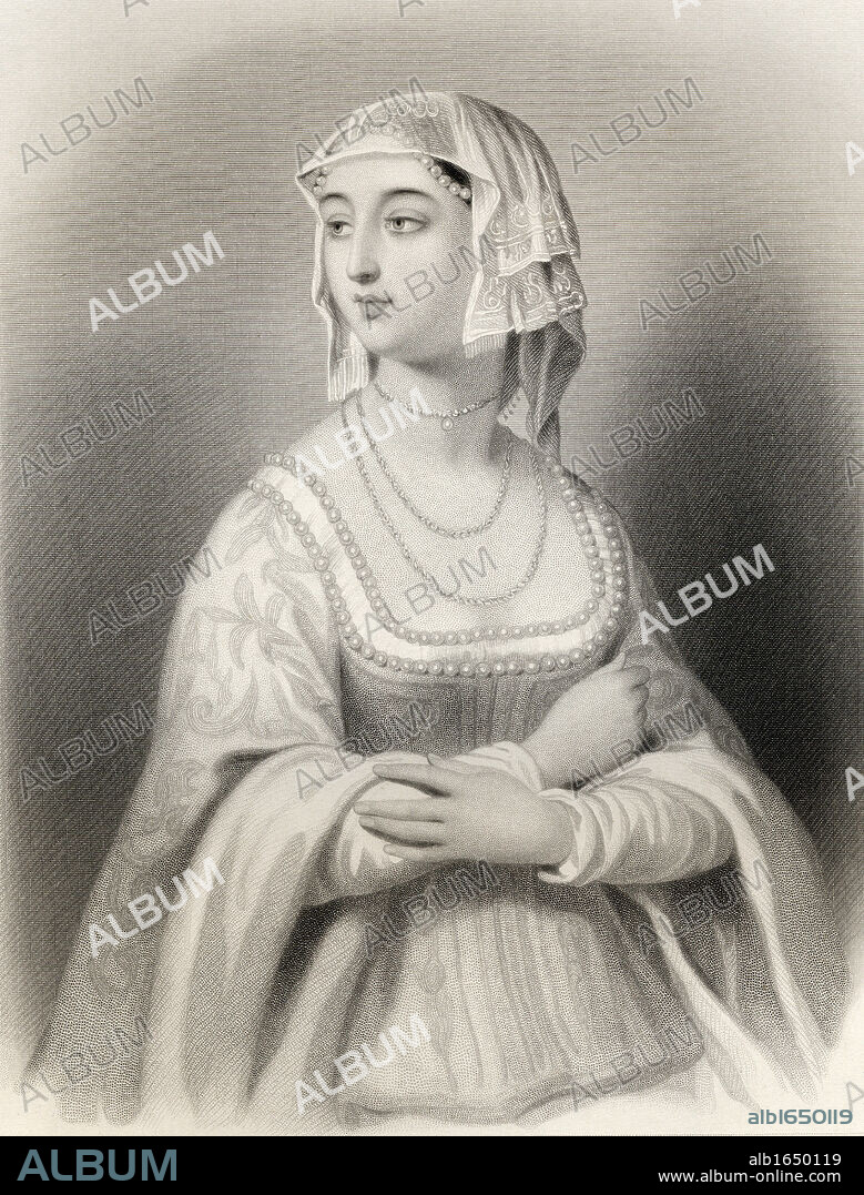 Margaret of Anjou, 1429-1482. French Queen of King Henry VI of England. Engraved by W.H.Mote after G Staal. From the book "World Noted Women" by Mary Cowden Clarke, published 1858.