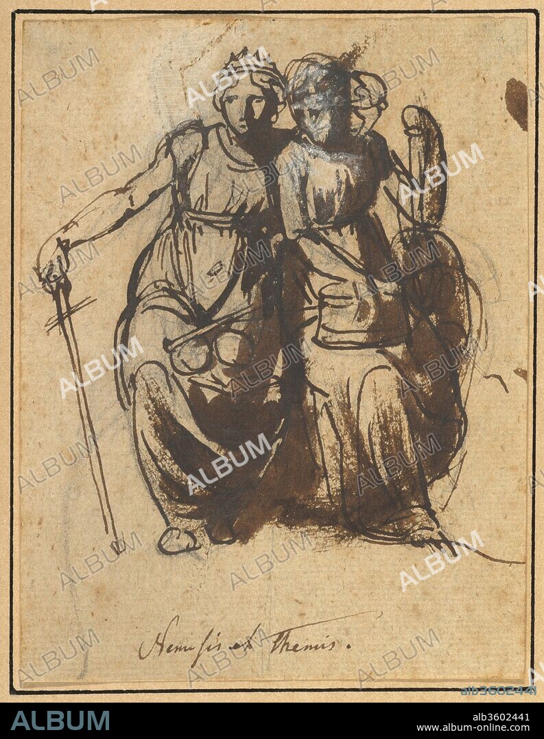Nemesis and Themis. Artist: Nicolai Abraham Abildgaard (Danish, Copenhangen 1743-1809 Frederiksdal). Dimensions: sheet: 5 9/16 x 4 5/16 in. (14.2 x 10.9 cm). Date: mid-18th-early 19th century.