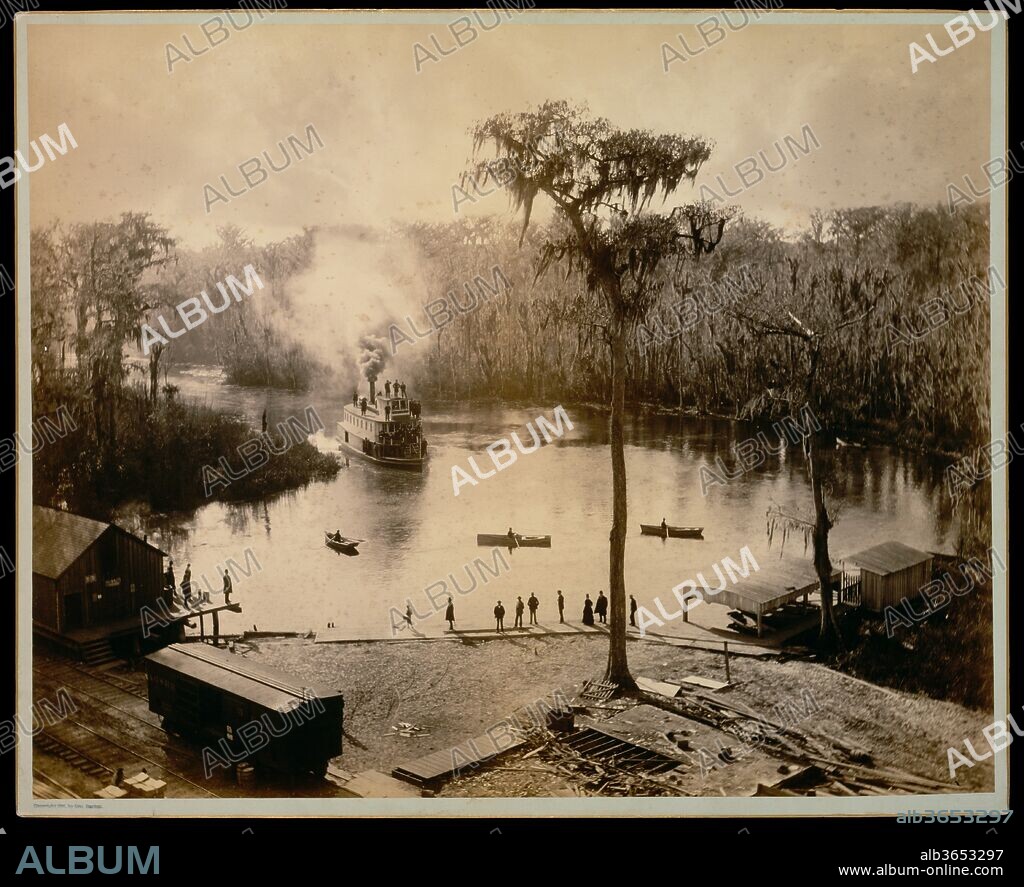 [Stern-Wheeler Arriving at Silver Springs, Florida, after an Overnight Run up the St. Johns, Oklawaha, & Silver Rivers]. Artist: George Barker (American, born Canada, 1844-1894). Dimensions: 41.3 x 51.3 cm. (16  1/4  x 20  3/16  in.). Date: 1886.