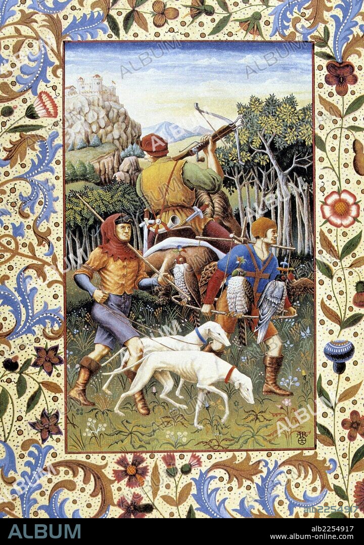 JUAN MANUEL. ESCRITOR CASTELLANO. ESCALONA 1282-1348. TEMA CAZA. MINIATURA.