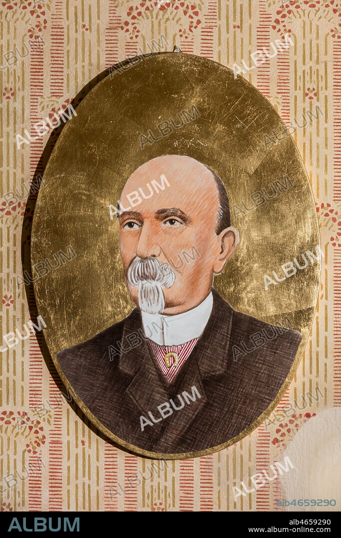 Fondazione Nazionale Carlo Collodi, the library: portrait of Carlo Collodi, pen name of Carlo Lorenzini.