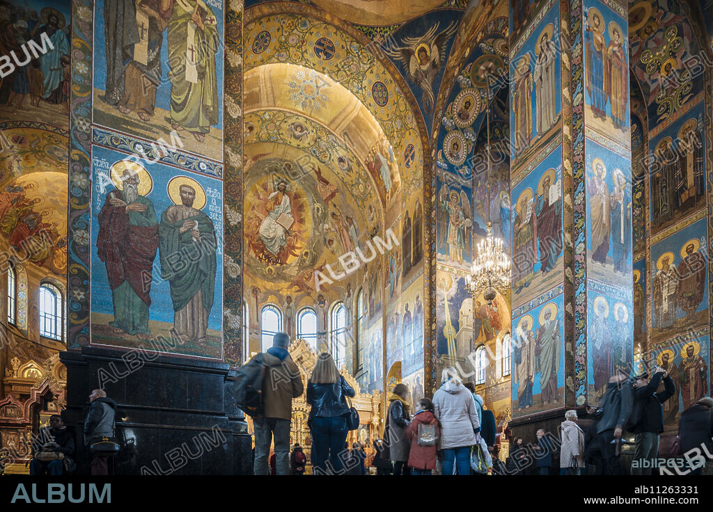 Interior of Church of the Savior on Spilled Blood (Church of the Resurrection), UNESCO World Heritage Site, St. Petersburg, Leningrad Oblast, Russia, Europe.