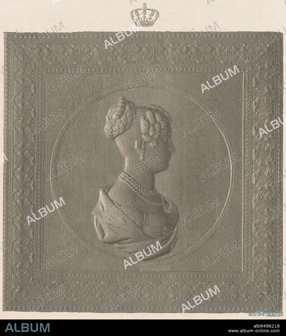 Portrait of Elisabeth Ludovika of Bavaria as Crown Princess of Prussia, Bolzani, after Lassally, 1840 - 1861, print maker: Bolzani, (mentioned on object), printer: Lassally, (mentioned on object), publisher: Gebroeders Rocca, (possibly), 1840 - 1861, paper, h 196 mm - w 165 mm.