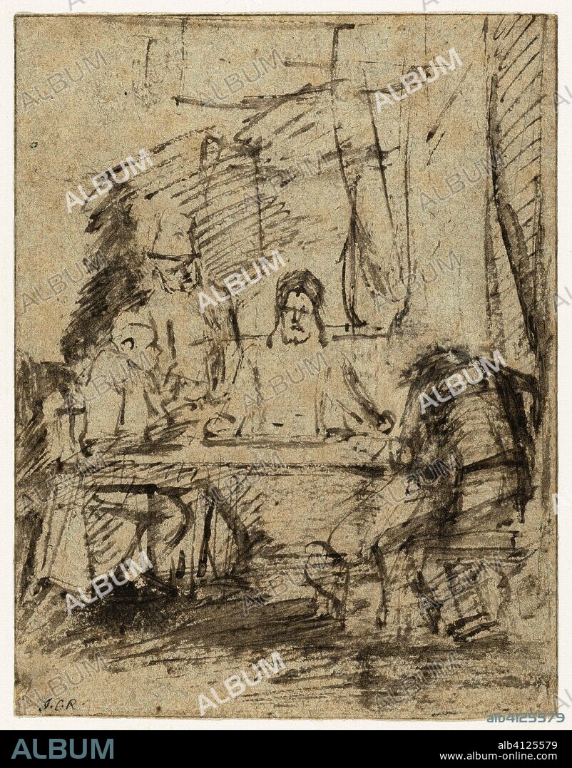 Supper at Emmaus. Draughtsman: Rembrandt van Rijn (school of). Dating: c. 1660. Place: Amsterdam. Measurements: h 167 mm × w 130 mm.