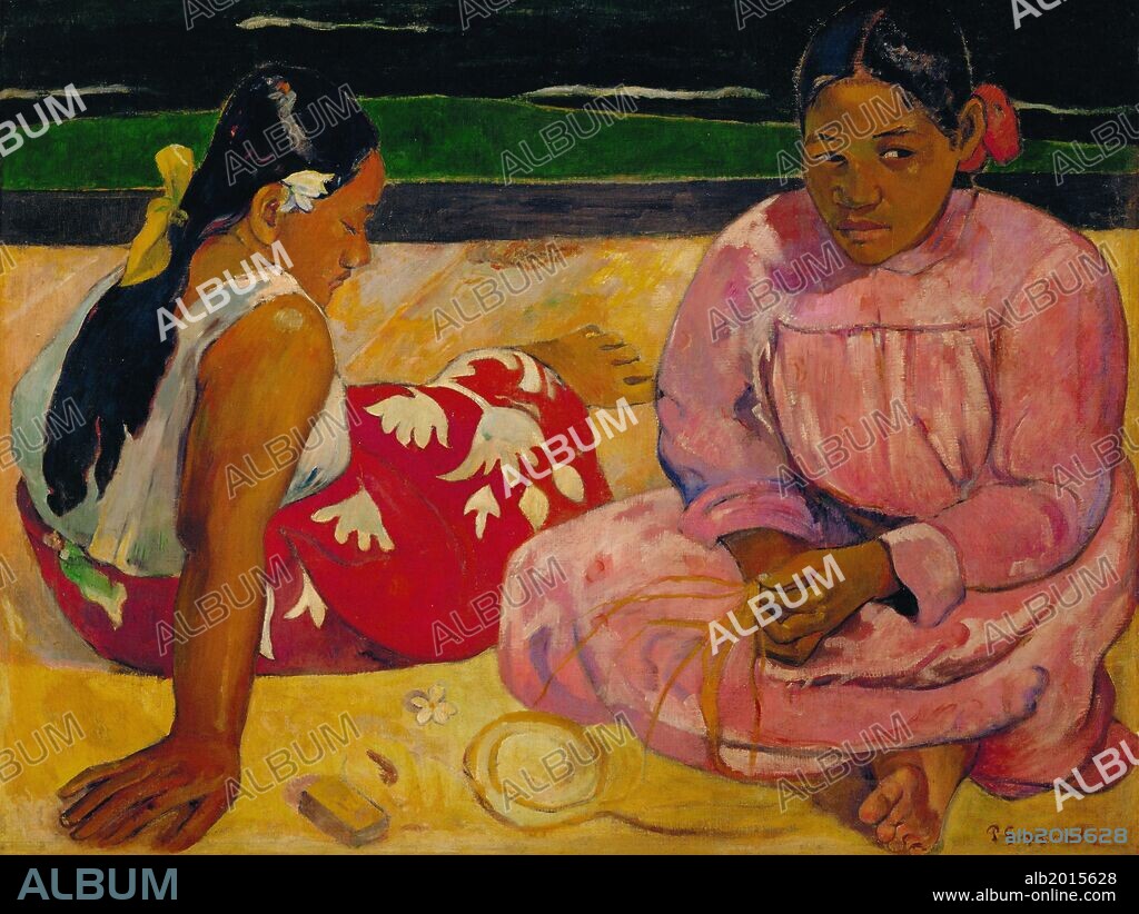 EUGÈNE HENRI PAUL GAUGUIN. Paul Gauguin / 'Mujeres de Tahití', 1891, Óleo sobre lienzo, 69 × 91 cm, RF 2765.