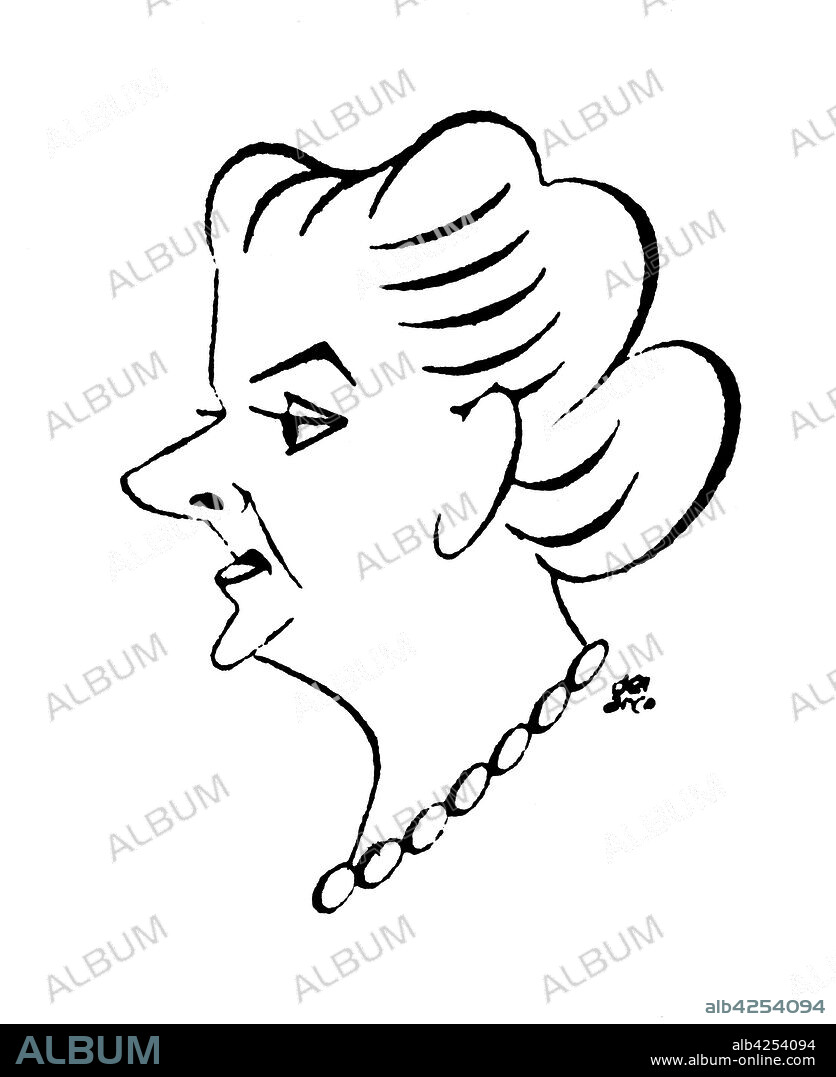 MANUEL DEL ARCO ALVAREZ. Asunción Bastida Pibernat (1902-1995), modista catalana de alta costura. Caricatura.
