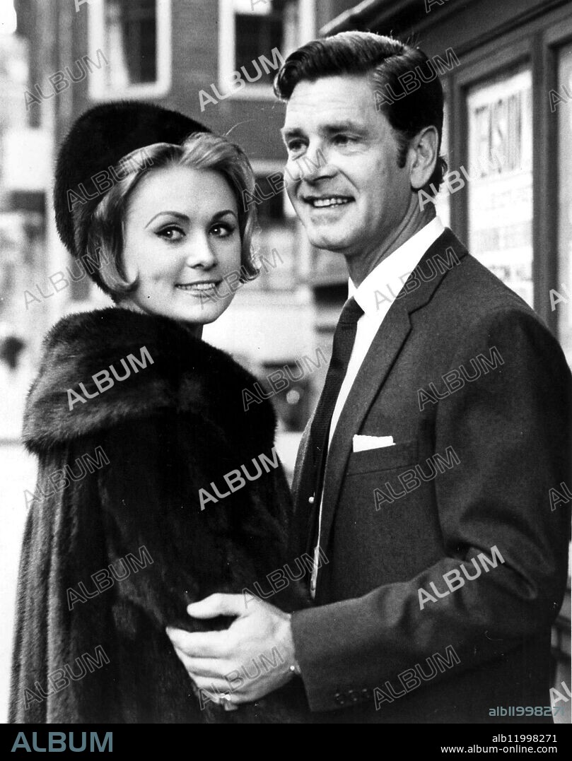 Actor Anthony Steele and Johanna Melcher pictured after their wedding ceremony at Caxton Hall. 27th February 1964.
