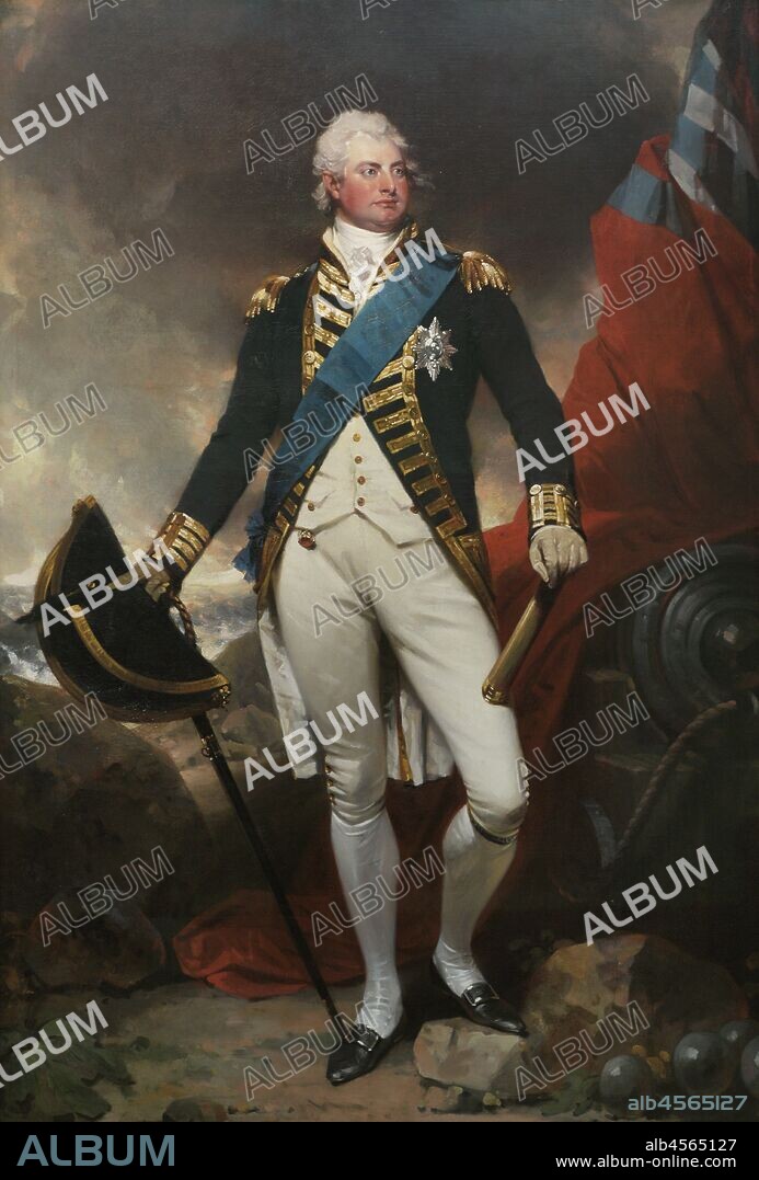 Guillermo IV del Reino Unido (1765-1837). Rey del Reino Unido de Gran Bretaña e Irlanda, y de Hannover (1830-1837). Casa Hannover. Retrato realizado por Sir Martin Archer Shee (1769-1850). Oleo sobre lienzo (221 x 149,9 cm), h. 1800. National Portrait Gallery. Londres, Inglaterra.