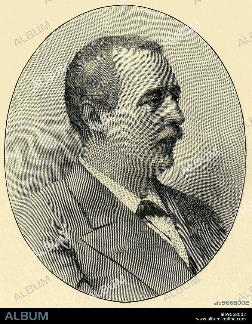 'Lord Cromer', c1900. Portrait of Evelyn Baring, 1st Earl of Cromer, British statesman, diplomat and colonial administrator; president of the Men's League for Opposing Women's Suffrage. Engraving after a photograph by J. Heyman. From "Cassell's History of England, Vol. IX". [Cassell and Company, Limited, London, Paris, New York & Melbourne].