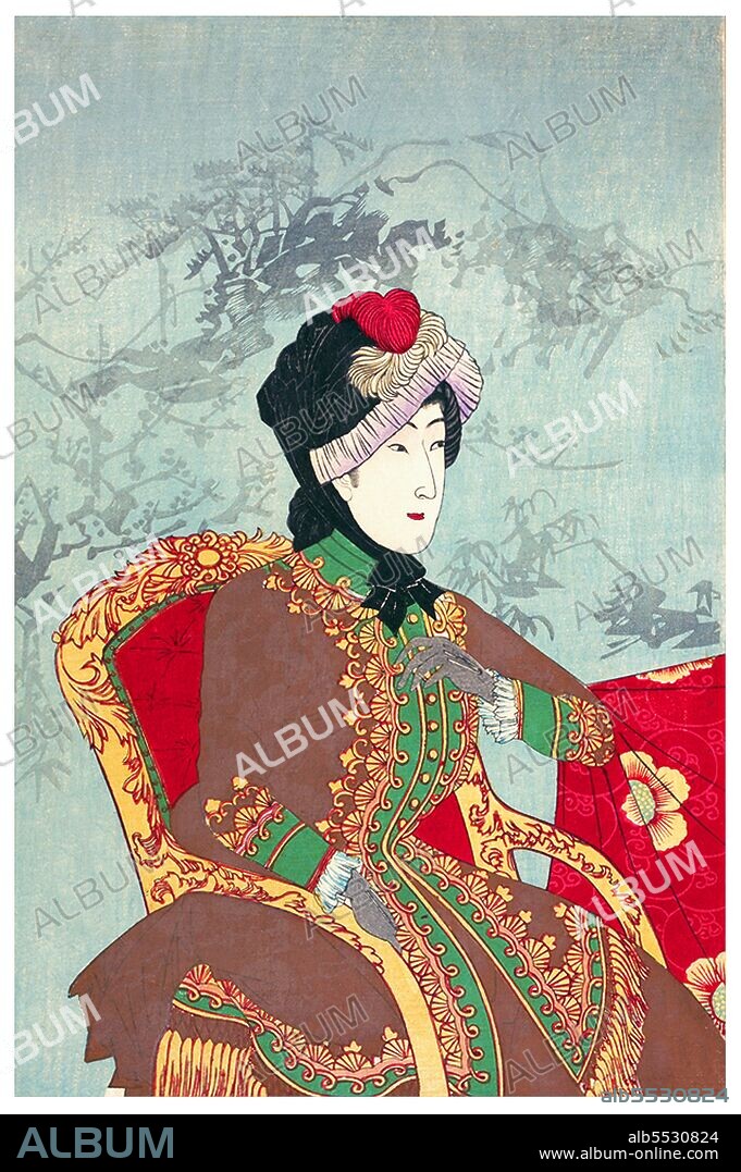 Japan: 'A Mirror of Japan's Nobility'. Left panel of a