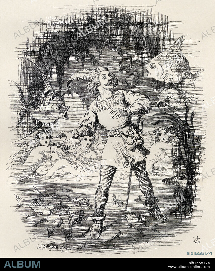 Illustration by J. Tenniel to the poem Sir Rupert the Fearless, a legend of Germany. From the book The Ingoldsby Legends or Mirth and Marvels by Thomas Ingoldsby, published 1865.