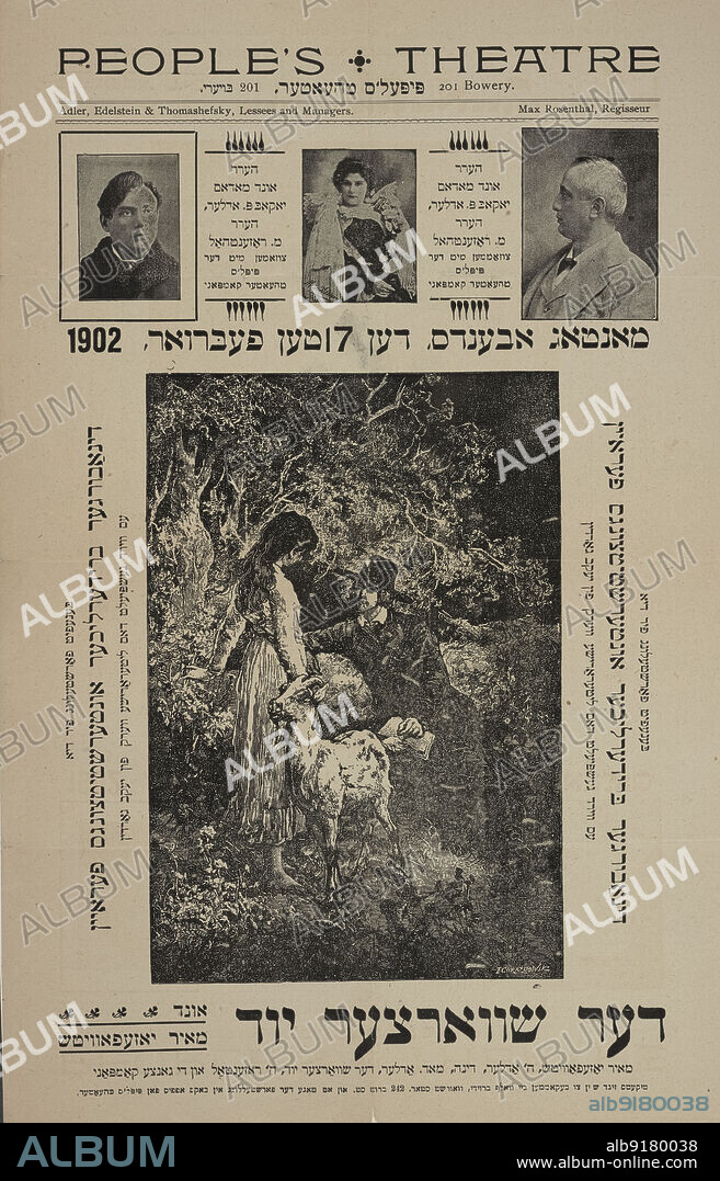 PEOPLE'S THEATRE and JACOB GORDIN. Der shvartser Yud und Meyer Yozefovitsh, c1902. [Publisher: People's Theatre; Place: New York].