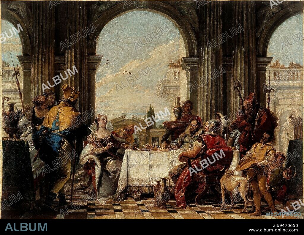 The Banquet of Cleopatra, Tiepolo, Giambattista, Painter, Between 1742 and 1743, 18th century, Musée Cognacq-Jay, Level 2, Room 6, Painting, Modern times, Painting, Height: 50.5 cm, Width: 69 cm, Dimensions - Frame:, Height: 76.5 cm, Width: 90 cm.