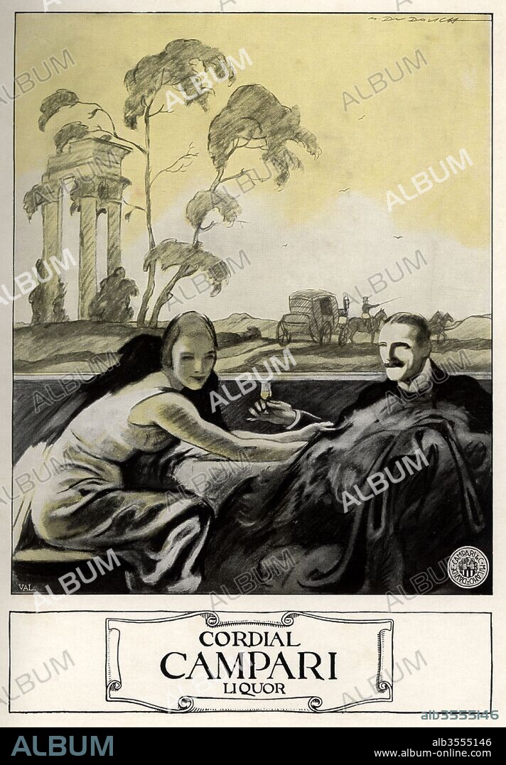 Publicidad del licor Cordial Campari. Año 1929.