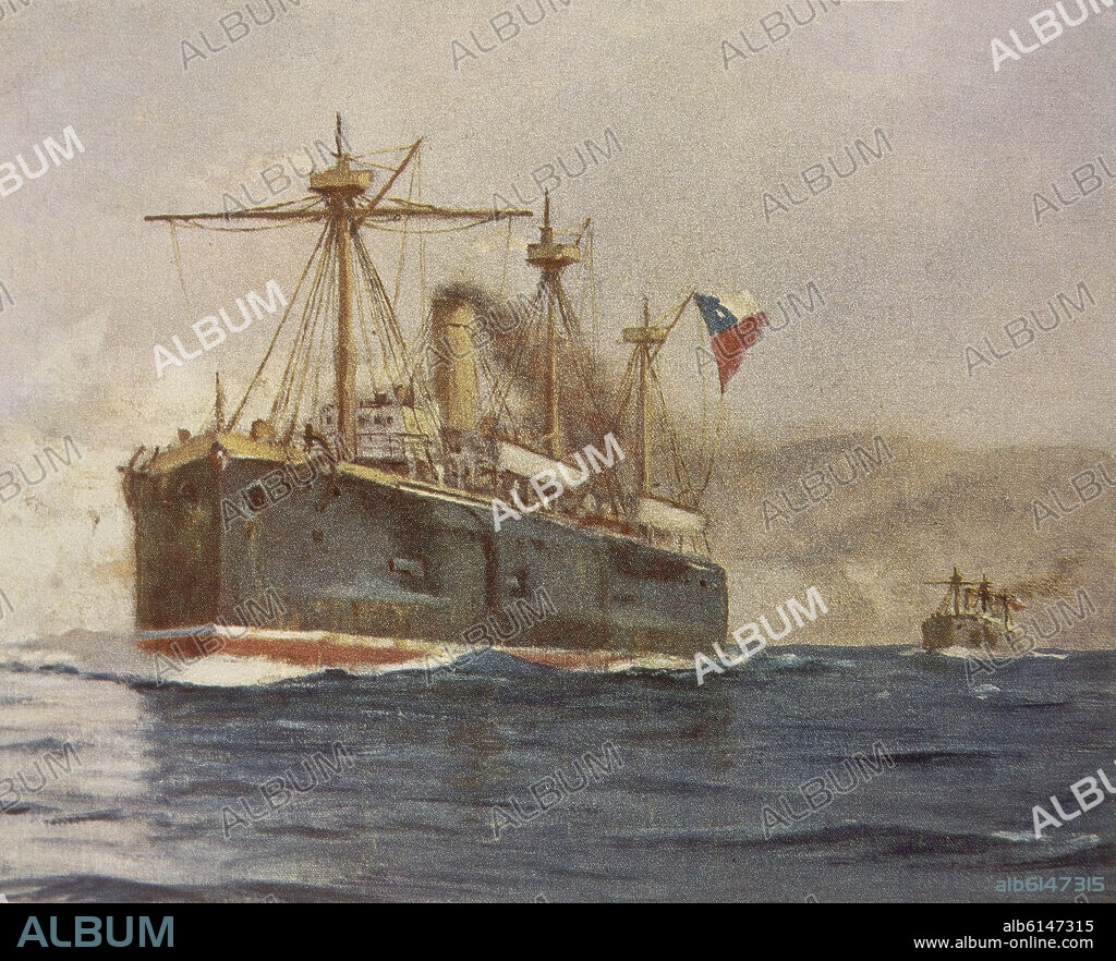 THOMAS SOMERSCALES. COMBATE NAVAL DE IQUIQUE  - 1879 - ESMERALDA HUNDIDO POR EL HUESCAR.