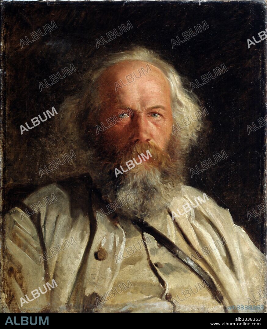 NIKOLAI NIKOLAYEVICH GE. Portrait of the theorist of anarchism Mikhail A. Bakunin (1814-1876).