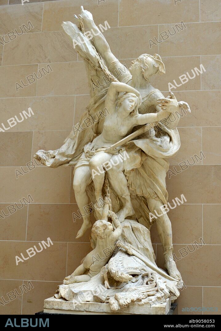 Marble statue of Perseus and Andromeda by Pierre Puget (1620-1694) a French sculptor, architect and engineer. Dated 17th century.