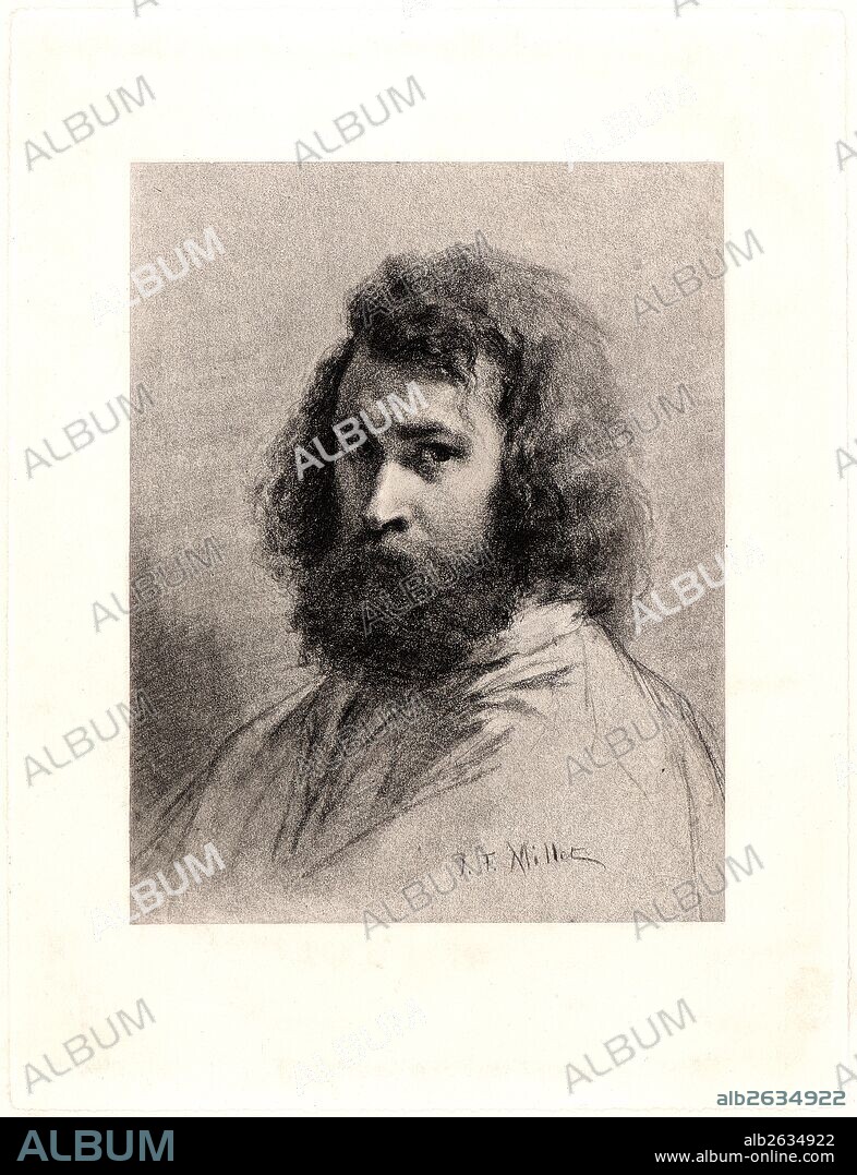 Jean-François Millet (French, 1814 - 1875). Self-Portrait of Jean-François Millet, ca. 1846. Heliogravure after a charcoal drawing of 1846 on wove paper. Image: 186 mm x 147 mm (7.32 in. x 5.79 in.).
