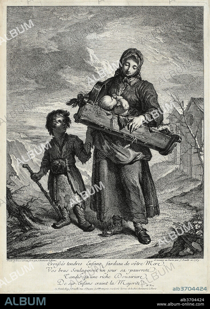 FINISHED BY JEAN DAULLÉ JACQUES DUMONT LE ROMAIN. The Bagpipe Player. Dated: 1739. Dimensions: plate: 38.2 × 27.2 cm (15 1/16 × 10 11/16 in.)  sheet: 39.3 × 28.2 cm (15 1/2 × 11 1/8 in.). Medium: etching finished in engraving on laid paper.