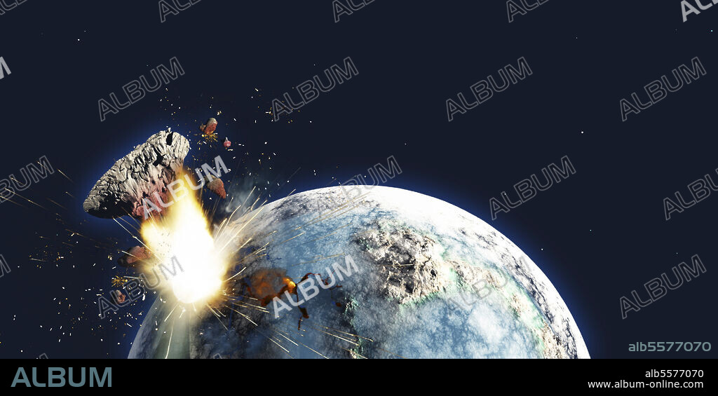 The Earth explodes from the inside and blows out a portion of the planet in the apocalypse on December 21, 2012.