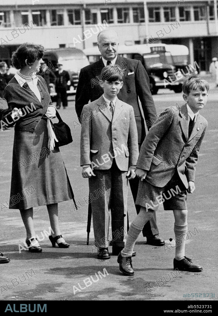 The Duke Of Edinburge Flies Through From Helsinki To Cowes -- The Duchess of Kent, wearing woollen cardigan, and no hat, waits with her son, Prince Michael and a little friend for the arrival of the Comet which brought the Duke of Edinburgh and her elder son, the Duke of Kent.HRH the Duke of Edinburgh arrived back from Helsinki by comet jet air liner this morning. At London, and from there went to Cowes to compete in the racing in his yacht, Coweslip.  August 05, 1952. (Photo by Fox Photos).