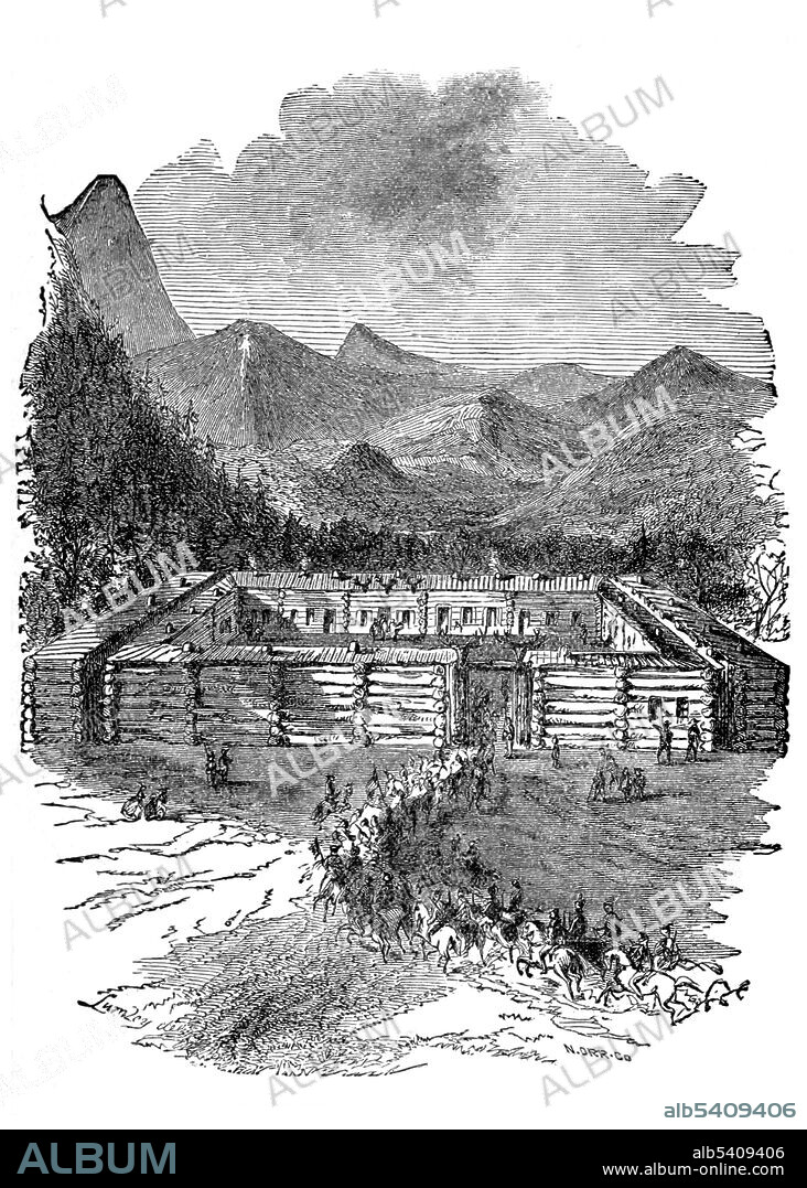 Bryan Station was an early fortified settlement (approx. 40 log cabins) in Lexington, Kentucky, that withstood several American Indian attacks. The most important occurred in August 1782 during the American Revolutionary War, when they were besieged by Wyandots, Lake Indians, Shawnee, Delaware Indians and British Canadian Rangers, under Captain William Caldwell and Simon Girty, making a total force of 400-500 in Colonel Daniel Boone's estimation. The attackers lifted the siege after Indian scouts reported that a force of Kentucky militia was on the way. Story of the Wild West by Buffalo Bill, 1888 (cropped and cleaned).