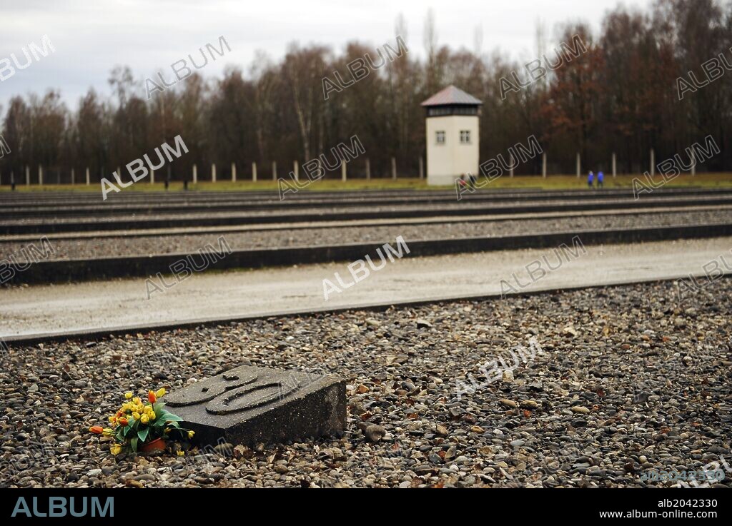 Campo de concentración nazi de Dachau. Actualmente funciona un Memorial y Museo sobre el Holocausto y la persecución política en el Tercer Reich. Torre de vigilancia. Alrededores de Dachao. Norte de Múnich. Baviera. Sur de Alemania.