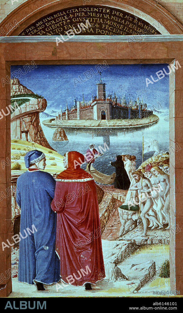 DANTE ALIGHIERI. DIVINA COMEDIA - DANTE Y VIRGILIO EN EL INFIERNO - SIGLO XIV.