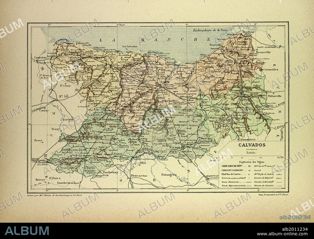MAP OF CALVADOS, FRANCE.