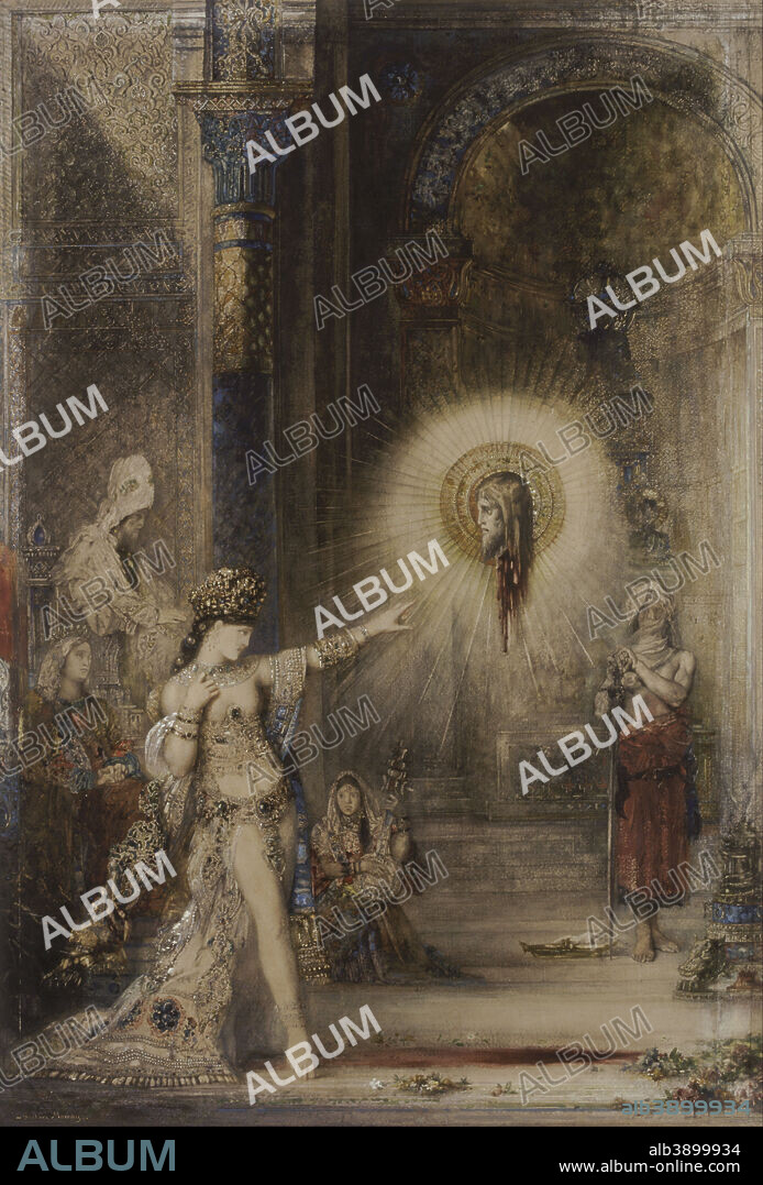GUSTAVE MOREAU. L'Apparition The Apparition. Date/Period: Ca. 1876. Watercolour. Height: 1,060 mm (41.73 in); Width: 720 mm (28.34 in).